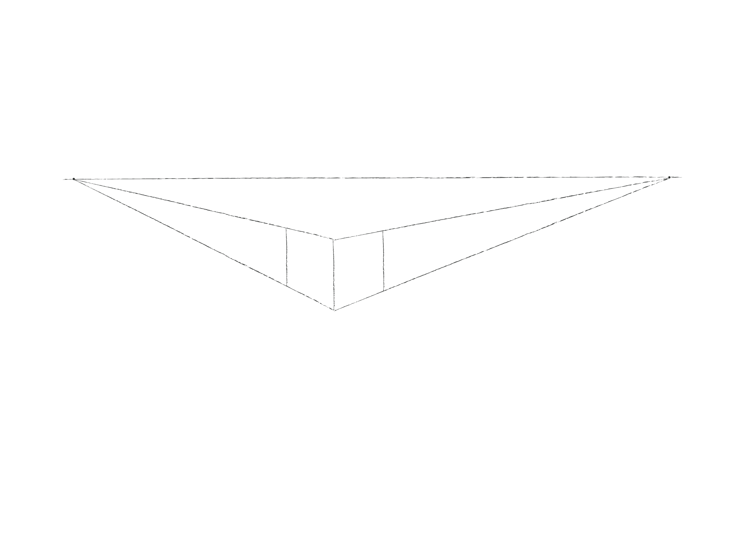  奥行き線を描いて2つの面が完成 